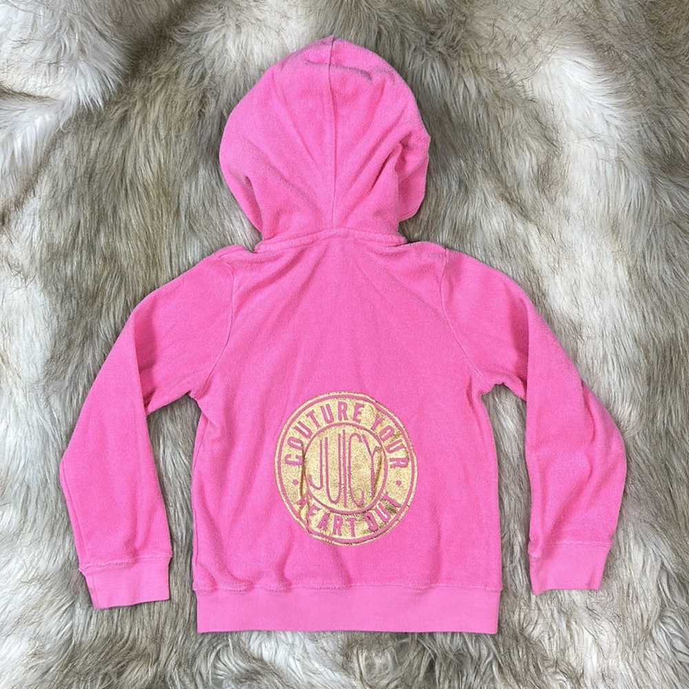 4T Juicy Couture ‘Heart Out’ Long Sleeve Zip-Up Pink Hoodie